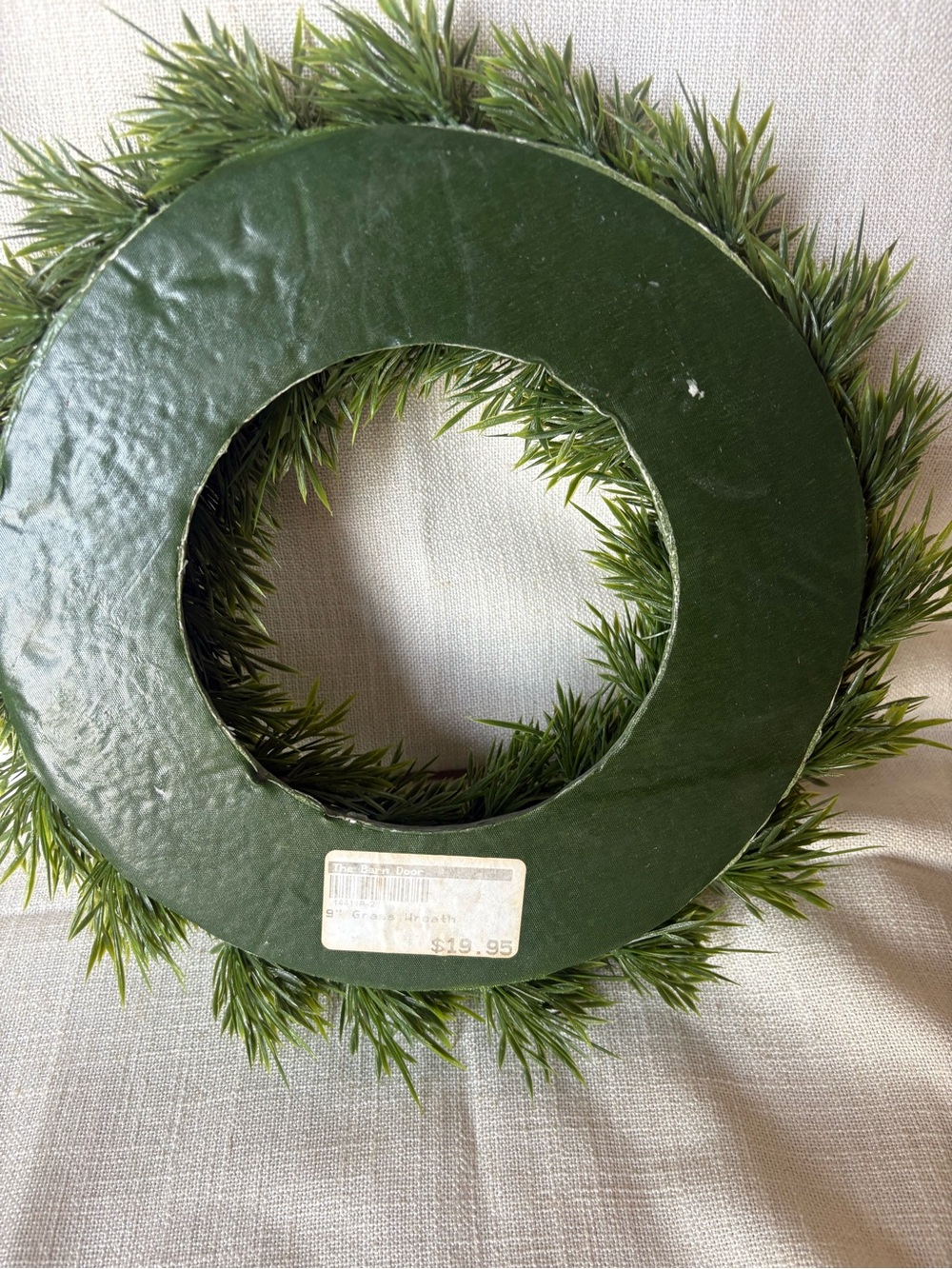 9” Lush Green Faux Grass Wreath - Picture 3 of 3